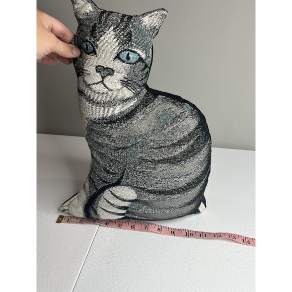 Decorative Cat Tapestry Pillow Blue Eyes 15" - Picture 8 of 8